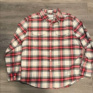 J. Crew Red and White Plaid Casual Shirt